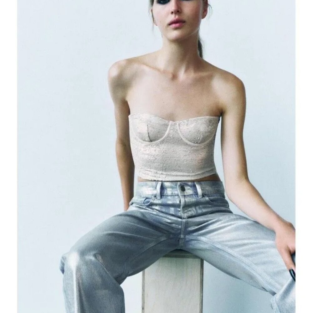 Zara Sequins Bustier Corset Top